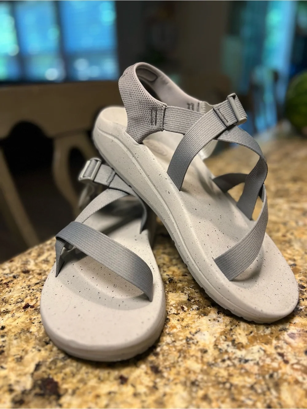 Chaco CushZ Extra Cushioned Gray Sport Sandals Men's Size 15 EUC